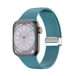 Folding Buckle Silicone Watch Band, For Apple Watch Ultra 49mm, For Apple Watch Series 8&7 45mm / SE 2&6&SE&5&4 44mm / 3&2&1 42mm