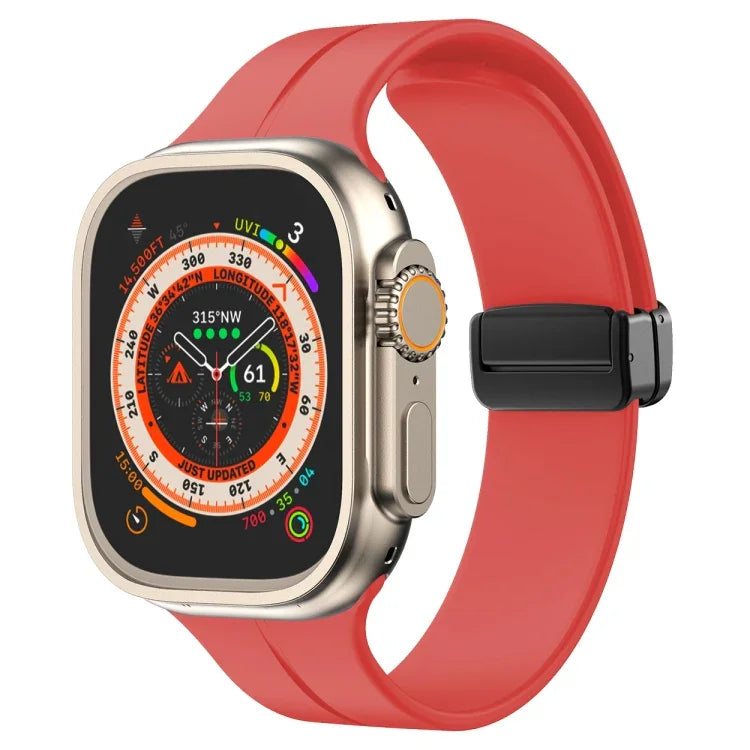 Solid Color Silicone Watch Band, For Apple Watch Ultra 49mm / Series 8&7 45mm / SE 2&6&SE&5&4 44mm, For Apple Watch Series 8&7 41mm / SE 2&6&SE&5&4 40mm / 3&2&1 38mm