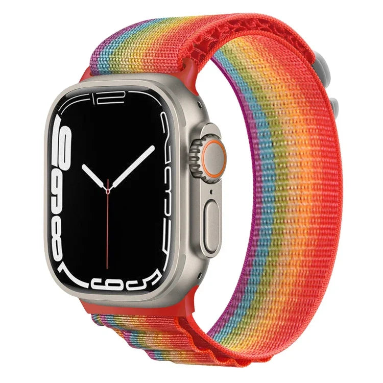 Silver Buckle Nylon Watch Band, For Apple Watch Ultra 49mm / Series 8&7 45mm / SE 2&6&SE&5&4 44mm, For Apple Watch Series 8&7 41mm / SE 2&6&SE&5&4 40mm / 3&2&1 38mm