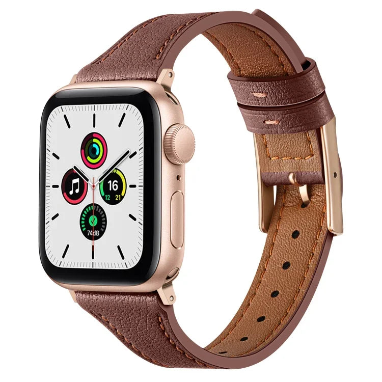 Genuine Leather Breathable Watch Band For Apple Watch, Series 8&7 45mm / SE 2&6&SE&5&4 44mm / 3&2&1 42mm, Series 8&7 41mm / SE 2&6&SE&5&4 40mm / 3&2&1 38mm