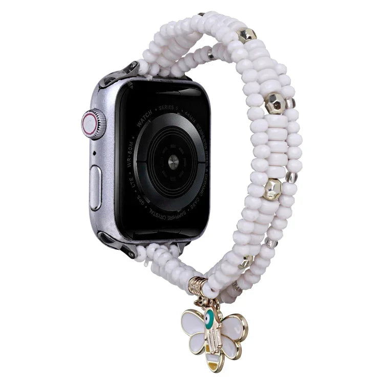 3-row Beads Watch Band, For Apple Watch Ultra 49mm / Series 8&7 45mm, For Apple Watch Series 8&7 41mm