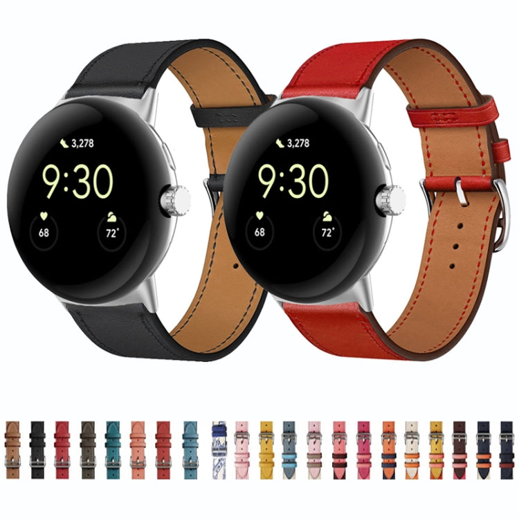 Genuine Leather Watch Band, For Google Pixel Watch 4 / 3 / 2 / 1 41mm