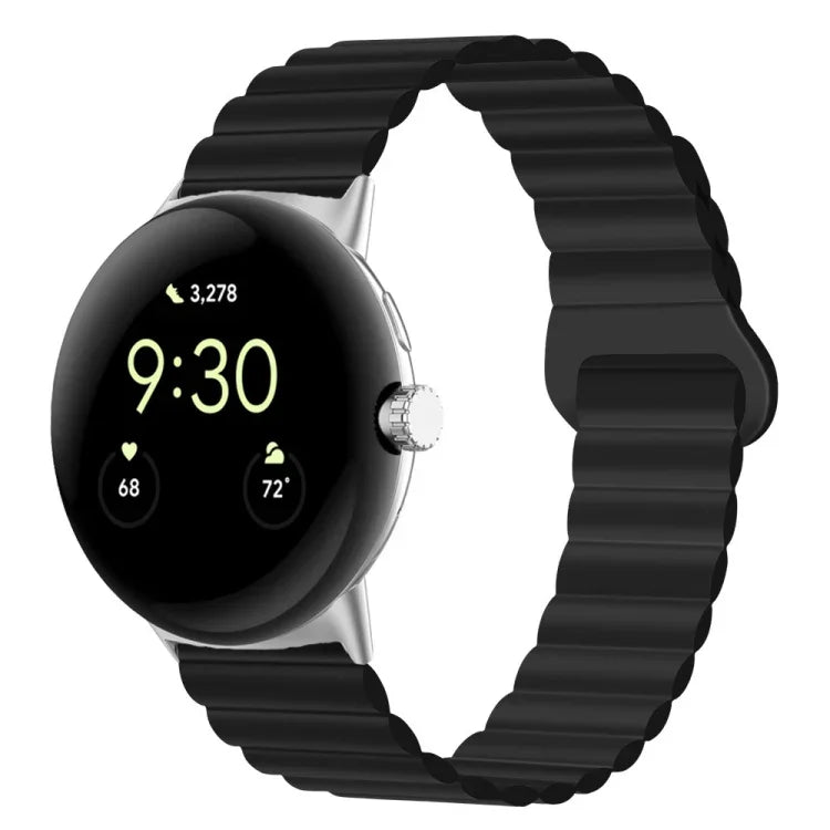 Reverse Buckle Magnetic Silicone Watch Band, For Google Pixel Watch 4 / 3 / 2 / 1 41mm