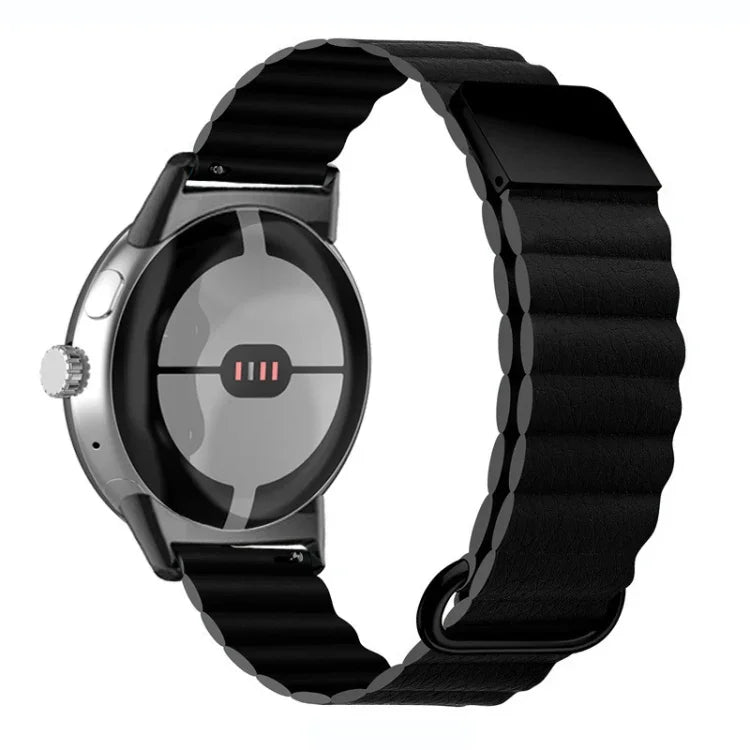 Reverse Buckle Magnetic Genuine Leather Watch Band, For Google Pixel Watch 4 / 3 / 2 / 1 41mm
