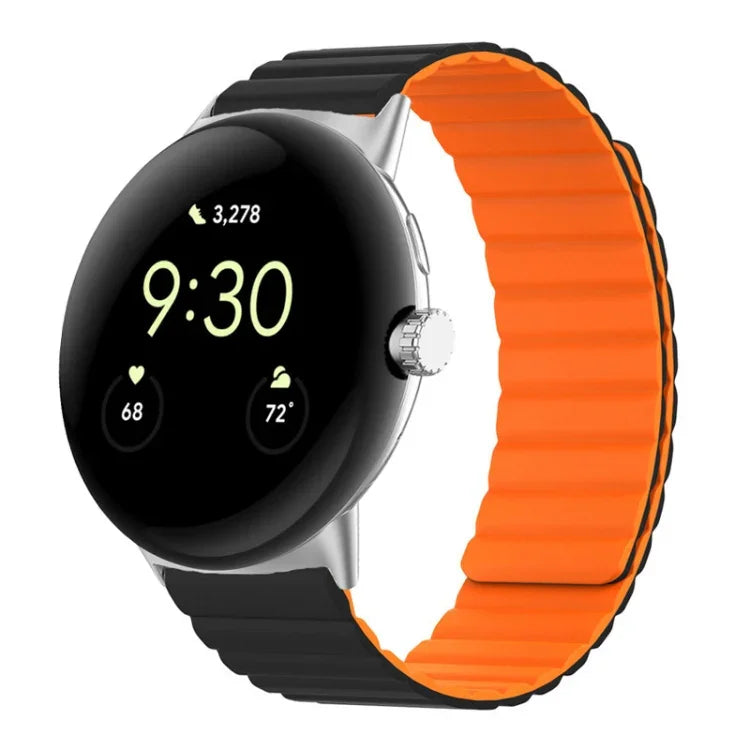 Two-section Magnetic Silicone Watch Band, For Google Pixel Watch 4 / 3 / 2 / 1 41mm