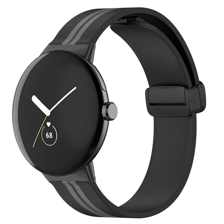 Two-color Folding Buckle Silicone Watch Band, For Google Pixel Watch 4 / 3 / 2 / 1 41mm