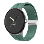 Solid-color Folding Buckle Silicone Watch Band, For Google Pixel Watch 4 / 3 / 2 / 1 41mm
