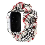 Plaid Flower Pattern Cloth Hair Ring Watchband, For Apple Watch Ultra 49mm / Series 8&7 45mm / SE 2&6&SE&5&4 44mm / 3&2&1 42mm, For Apple Watch Series 8&7 41mm / SE 2&6&SE&5&4 40mm / 3&2&1 38mm                                                           ...