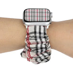 Plaid Flower Pattern Cloth Hair Ring Watchband, For Apple Watch Ultra 49mm / Series 8&7 45mm / SE 2&6&SE&5&4 44mm / 3&2&1 42mm, For Apple Watch Series 8&7 41mm / SE 2&6&SE&5&4 40mm / 3&2&1 38mm                                                           ...