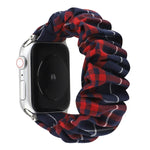 Plaid Flower Pattern Cloth Hair Ring Watchband, For Apple Watch Ultra 49mm / Series 8&7 45mm / SE 2&6&SE&5&4 44mm / 3&2&1 42mm, For Apple Watch Series 8&7 41mm / SE 2&6&SE&5&4 40mm / 3&2&1 38mm                                                           ...
