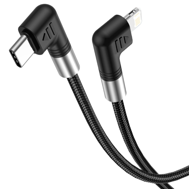 A9 30W USB-C/Type-C to 8 Pin Double Elbow Data Cable, 0.5m, 1m, 2m, 3m