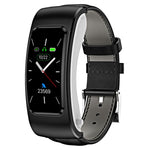 K60 1.08 inch Leather Band Earphone Detachable Life Waterproof Smart Watch Support Bluetooth Call, Leather Band (Black Silver), Leather Band (Black), Leather Band (Brown Silver)