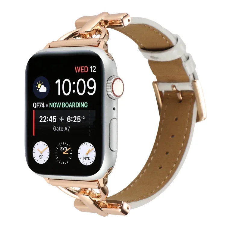 D-Buckle Cocodile Genuine Leather Watch Band, For Apple Watch Series 8&7 45mm, For Apple Watch Series 8&7 41mm
