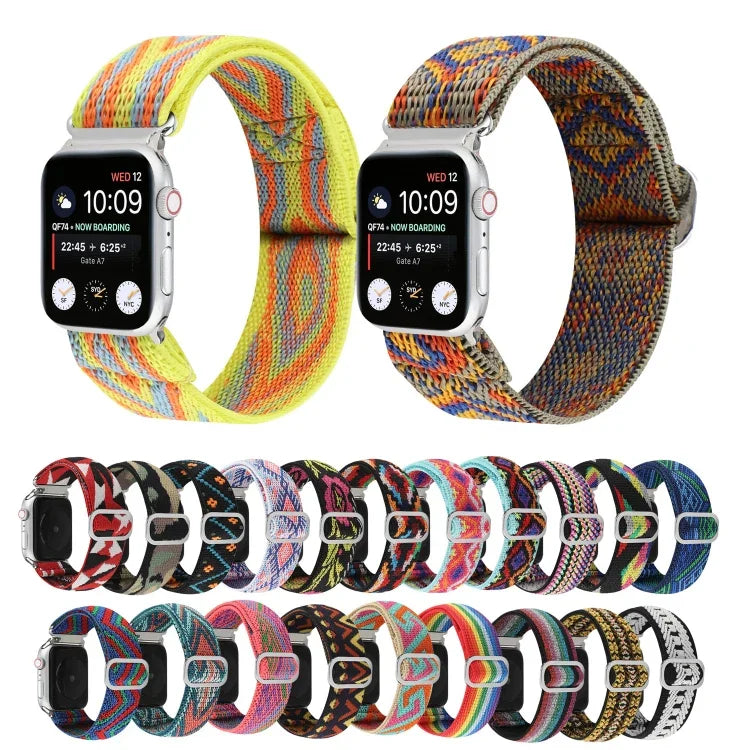 Buckle Elastic Nylon Watch Band, For Apple Watch Series 8&7 45mm, For Apple Watch Series 8&7 41mm
