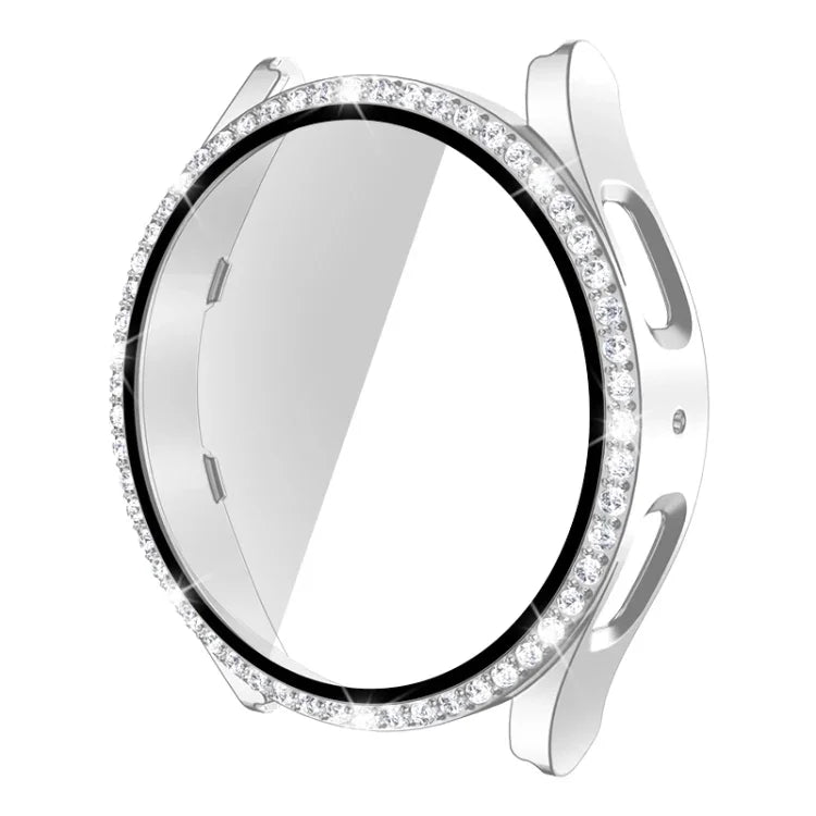 Single Row Diamond PC + Tempered Glass Watch Case, For Samsung Galaxy Watch5 44mm