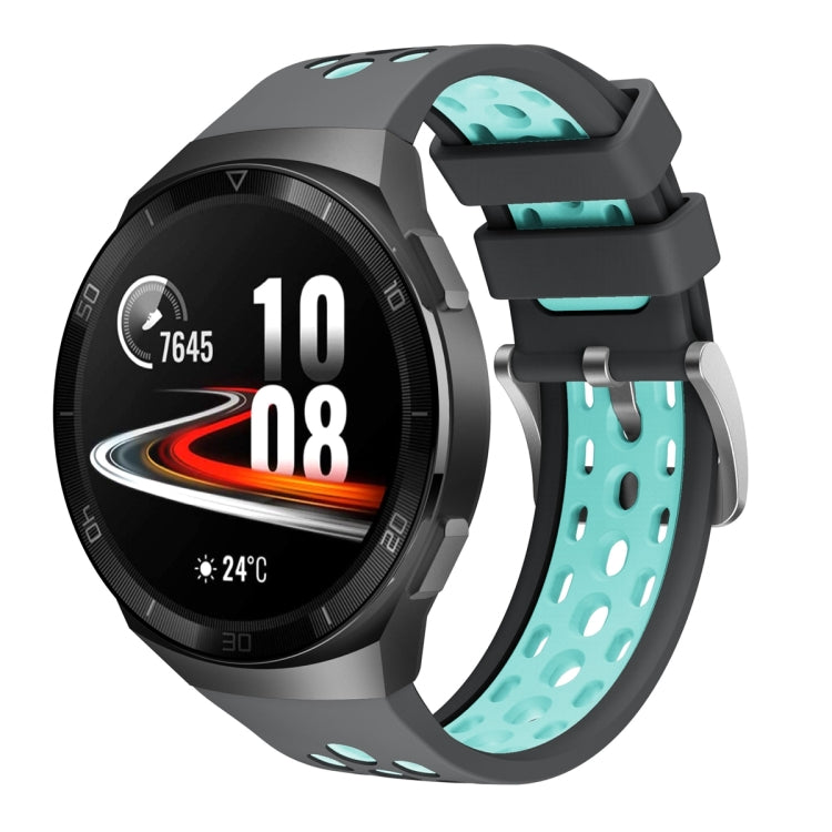 Two Color Round Hole Silicone Watch Band, For Huawei Watch GT 2e