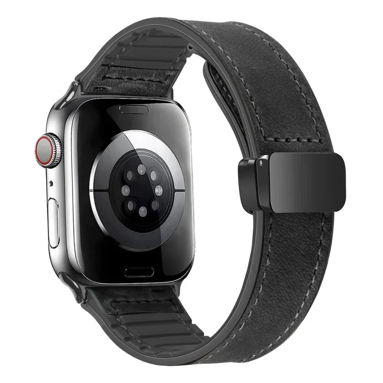 Magnetic Folding Silicone Leather Watch Band, For Apple Watch Series 8&7 41mm
