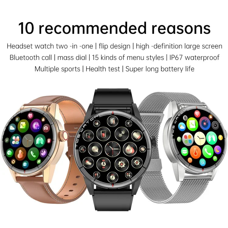 R6 1.32 inch Round Screen 2 in 1 Bluetooth Earphone Smart Watch, Support Bluetooth Call / Health Monitoring