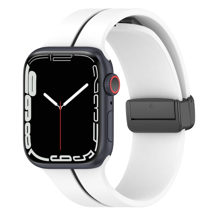 Two Color Folding Buckle Silicone Watch Band, For Apple Watch 7 41mm, For Apple Watch 7 45mm, For Apple Watch SE 2022 40mm, For Apple Watch SE 2022 44mm