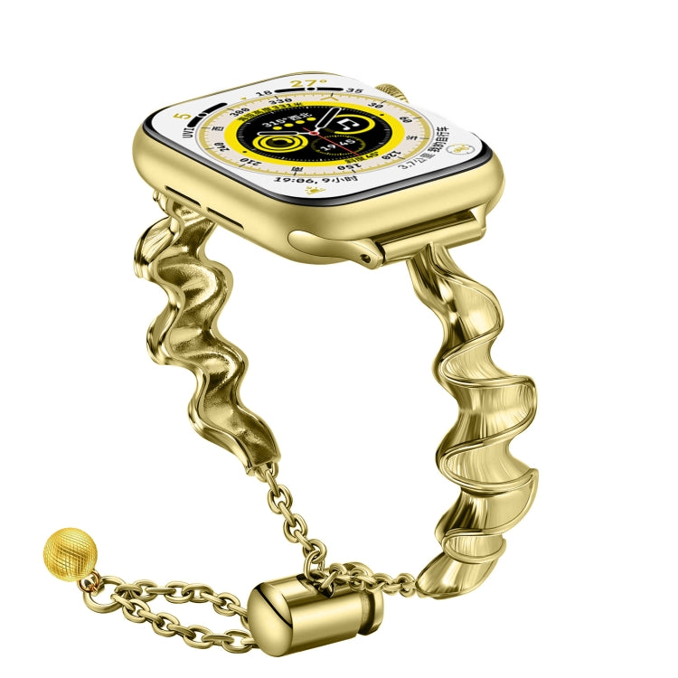 Ribbon Wave Metal Watch Band, For Apple Watch Series 10 46mm, For Apple Watch Series 10 42mm, For Apple Watch SE 2023 44mm, For Apple Watch SE 2023 40mm, For Apple Watch Ultra 2 49mm, For Apple Watch 9 45mm, For Apple Watch 9 41mm                      ...