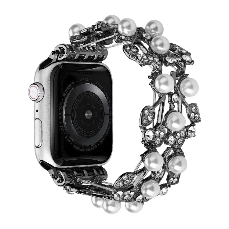 Four-leaf Bead Metal Watch Band, For Apple Watch Series 10 46mm, For Apple Watch Series 10 42mm, For Apple Watch SE 2023 44mm, For Apple Watch SE 2023 40mm, For Apple Watch Ultra 2 49mm, For Apple Watch 9 45mm, For Apple Watch 9 41mm                   ...