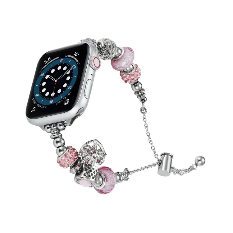 Bead Bracelet Metal Watch Band, For Apple Watch 5 44mm, For Apple Watch 5 40mm, For Apple Watch 4 44mm, For Apple Watch 4 40mm, For Apple Watch 3 38mm, For Apple Watch 3 42mm, For Apple Watch 2 42mm, For Apple Watch 2 38mm, For Apple Watch 42mm