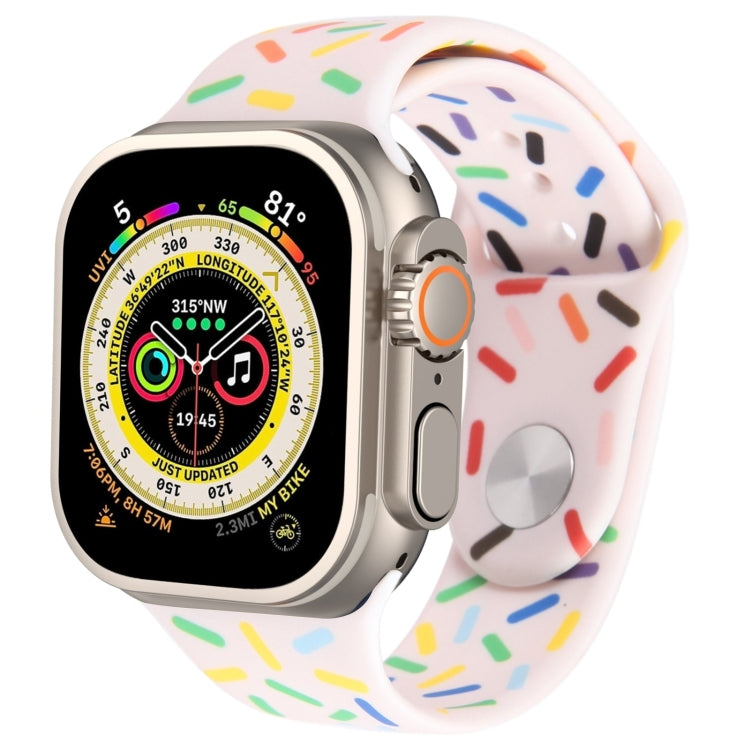 Rainbow Raindrops Silicone Watch Band, For Apple Watch 8 45mm, For Apple Watch Ultra 2 49mm, For Apple Watch 9 45mm, For Apple Watch SE 2022 40mm