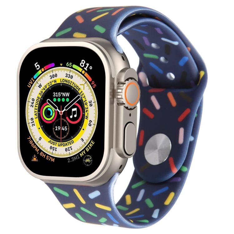 Rainbow Raindrops Silicone Watch Band, For Apple Watch 8 45mm, For Apple Watch Ultra 2 49mm, For Apple Watch 9 45mm, For Apple Watch SE 2022 40mm