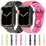 Rainbow Raindrops Silicone Watch Band, For Apple Watch 5 44mm, For Apple Watch 5 40mm, For Apple Watch 4 44mm, For Apple Watch 4 40mm