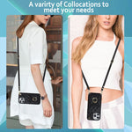 Rhombic Texture Card Bag Phone Case with Long Lanyard, For iPhone 15 Pro, For iPhone 15 Plus, For iPhone 15, For iPhone 14 Plus, For iPhone 14, For iPhone 14 Pro