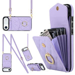Rhombic Texture Card Bag Phone Case with Long Lanyard, For iPhone 17e / 16e, For iPhone 17 Pro Max, For iPhone 17 Pro, For iPhone 17, For iPhone Air, For iPhone 15 Pro Max