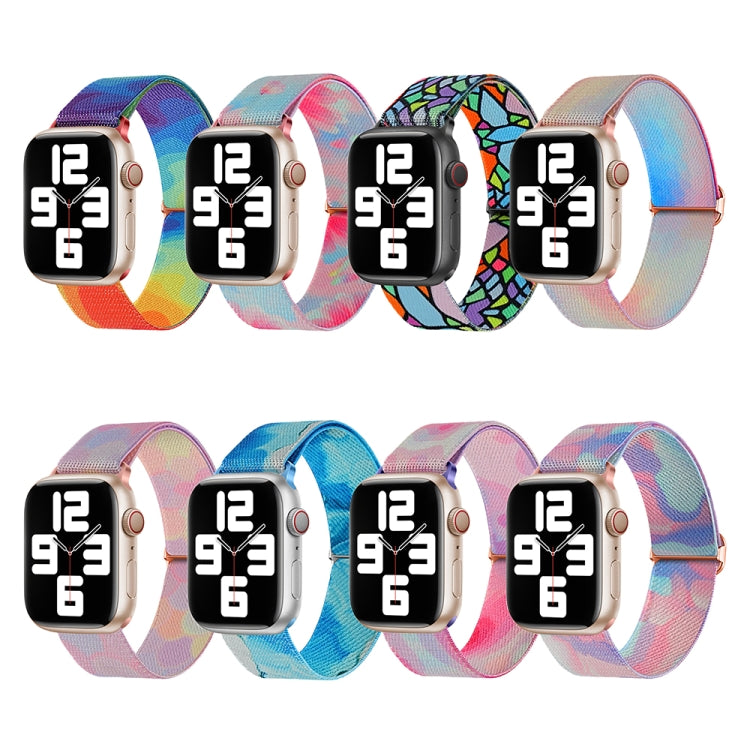Painted Pattern Nylon Replacement Watch Band, For Apple Watch SE 2023 44mm, For Apple Watch Ultra 49mm, For Apple Watch SE 2023 40mm, For Apple Watch 8 41mm, For Apple Watch 8 45mm, For Apple Watch Ultra 2 49mm