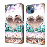 Crystal 3D Shockproof Protective Leather Phone Case, For iPhone 13 / 14, For iPhone 15 Pro