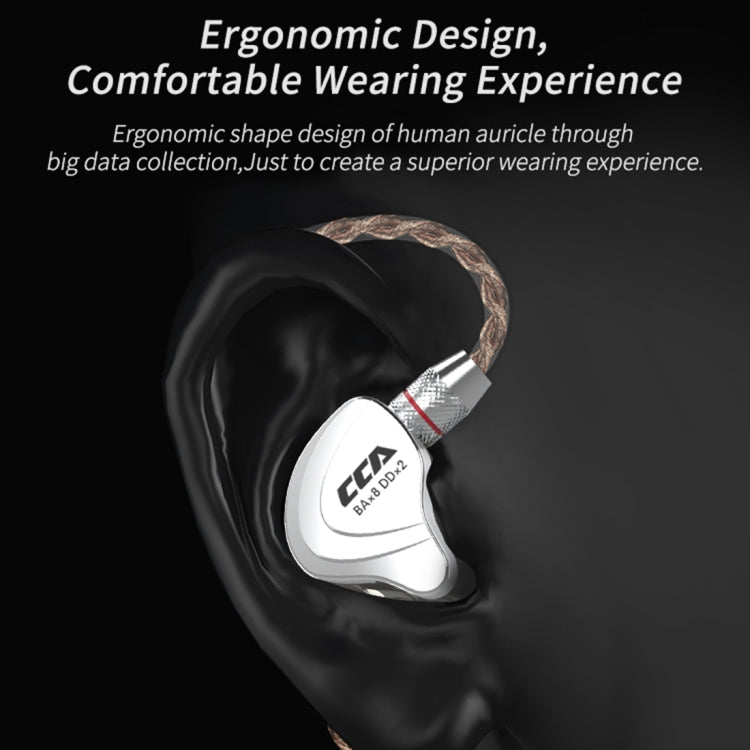 CCA CCA-C10 3.5mm Gold Plated Plug Ten Unit Hybrid Wire-controlled In-ear Earphone, without Mic