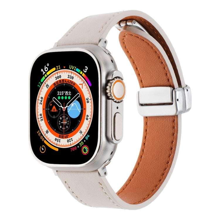 Magnetic Buckle Skin Feel Leather Watch Band, For Apple Watch SE 2023 44mm, For Apple Watch Ultra 49mm, For Apple Watch SE 2023 40mm, For Apple Watch SE 2022 40mm, For Apple Watch Serie 9 41mm, For Apple Watch SE 2022 44mm
