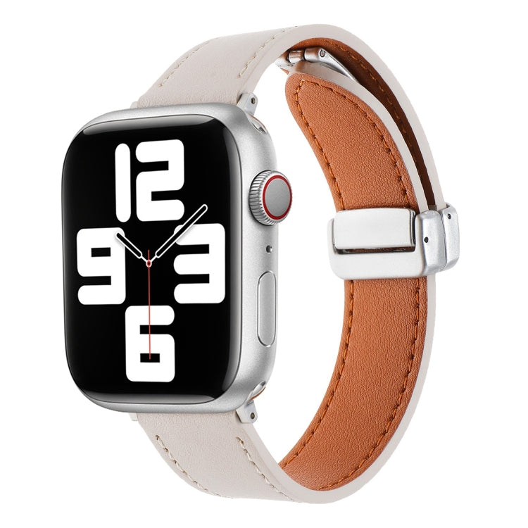 Magnetic Buckle Skin Feel Leather Watch Band, For Apple Watch Serie 8 41mm, For Apple Watch Serie 8 45mm, For Apple Watch SE 40mm, For Apple Watch SE 44mm, For Apple Watch Serie 7 41mm, For Apple Watch Serie 7 45mm