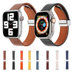 Magnetic Buckle Skin Feel Leather Watch Band, For Apple Watch Serie 8 41mm, For Apple Watch Serie 8 45mm, For Apple Watch SE 40mm, For Apple Watch SE 44mm, For Apple Watch Serie 7 41mm, For Apple Watch Serie 7 45mm