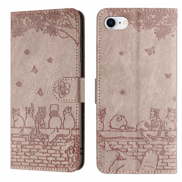 Cat Embossing Pattern Leather Phone Case with Lanyard, For iPhone 16e / 17e, For iPhone 17 Pro Max, For iPhone 17 Pro, For iPhone 17, For iPhone Air, For iPhone 16 Pro Max, For iPhone 16 Pro, For iPhone 16 Plus, For iPhone 16