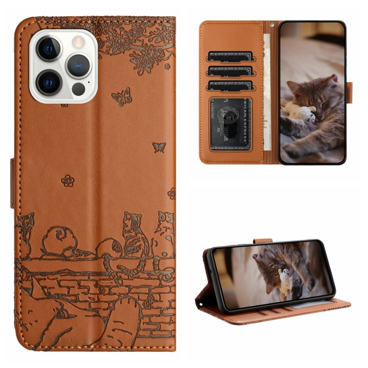 Cat Embossing Pattern Leather Phone Case with Lanyard, For iPhone 16e / 17e, For iPhone 17 Pro Max, For iPhone 17 Pro, For iPhone 17, For iPhone Air, For iPhone 16 Pro Max, For iPhone 16 Pro, For iPhone 16 Plus, For iPhone 16