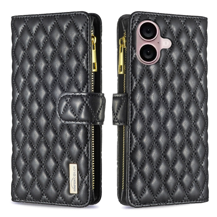 Diamond Lattice Zipper Wallet Leather Flip Phone Case, For iPhone 17 Pro Max, For iPhone 17 Pro, For iPhone 17, For iPhone Air, For iPhone 16 Pro Max, For iPhone 16 Pro, For iPhone 16 Plus, For iPhone 16