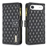 Diamond Lattice Zipper Wallet Leather Flip Phone Case, For iPhone 17 Pro Max, For iPhone 17 Pro, For iPhone 17, For iPhone Air, For iPhone 16 Pro Max, For iPhone 16 Pro, For iPhone 16 Plus, For iPhone 16