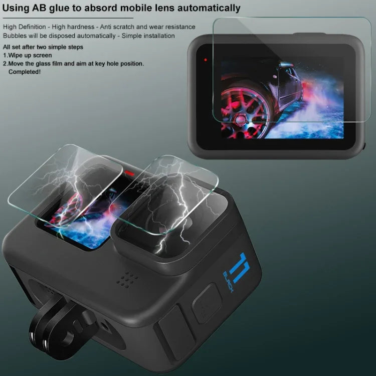 imak Rear Screen + Front Screen + Rear Camera Lens Tempered Glass Film, For GoPro HERO11 Black