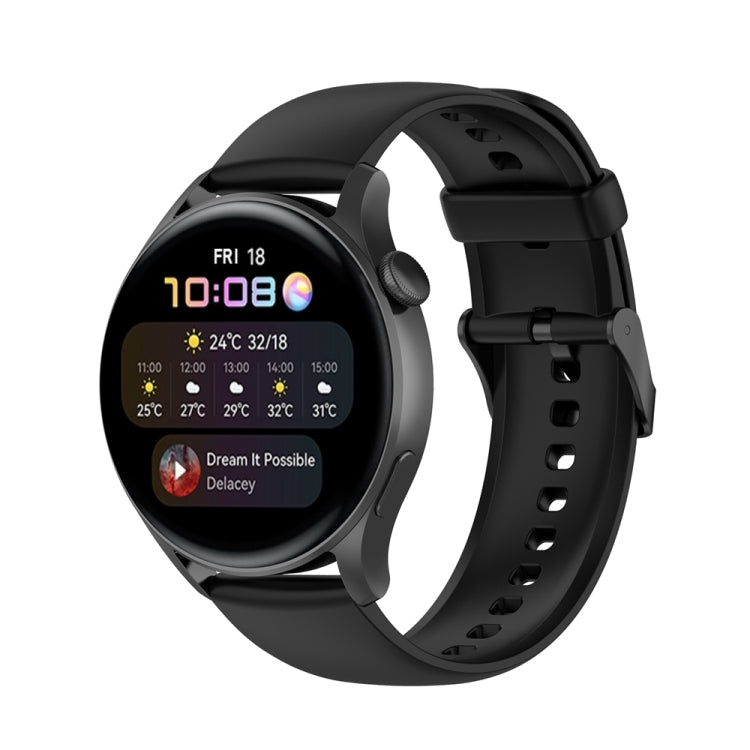 Solid Color Silicone Stainless Steel Black Buckle Watch Band, Black Buckle