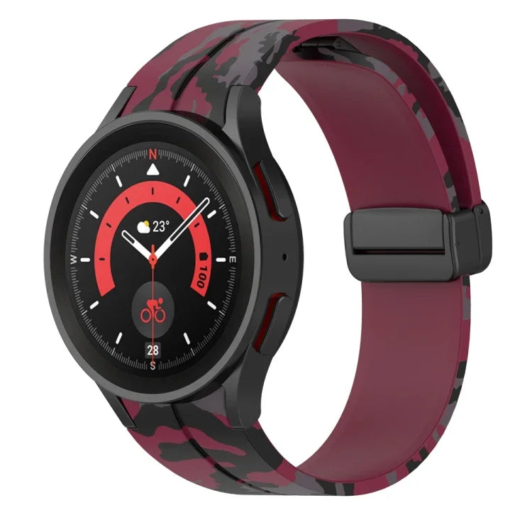 Magnetic Clasp Camouflage Silicone Watch Band, For Samsung Galaxy Watch5 / 5 Pro / Watch 4 / 4 Classic
