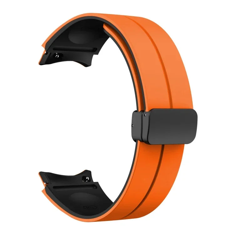 Dual Color Magnetic Folding Buckle Silicone Watch Band, For Samsung Galaxy Watch 6 / 6 Classic