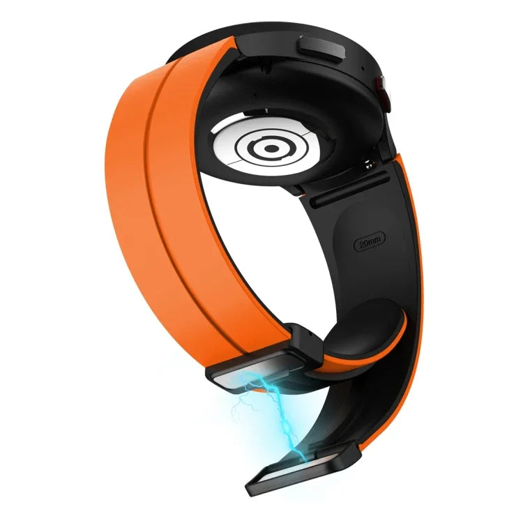 Dual Color Magnetic Folding Buckle Silicone Watch Band, For Samsung Galaxy Watch 6 / 6 Classic