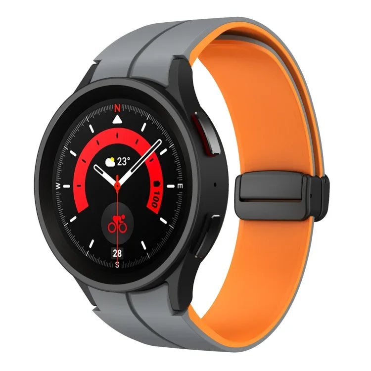 Dual Color Magnetic Folding Buckle Silicone Watch Band, For Samsung Galaxy Watch 6 / 6 Classic