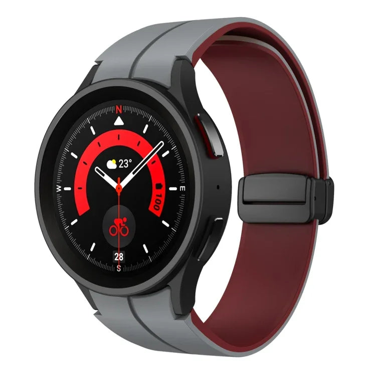 Dual Color Magnetic Folding Buckle Silicone Watch Band, For Samsung Galaxy Watch 6 / 6 Classic