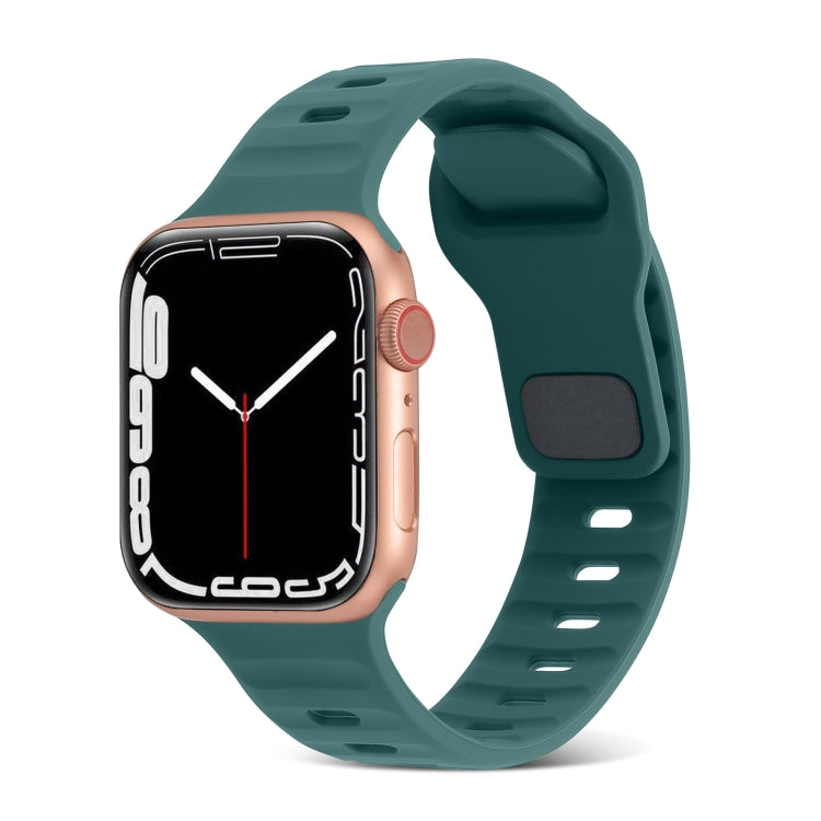 Square Buckle Stripes Silicone Watch Band, For Apple Watch Ultra 2 49mm, For Apple Watch Series 9 45mm