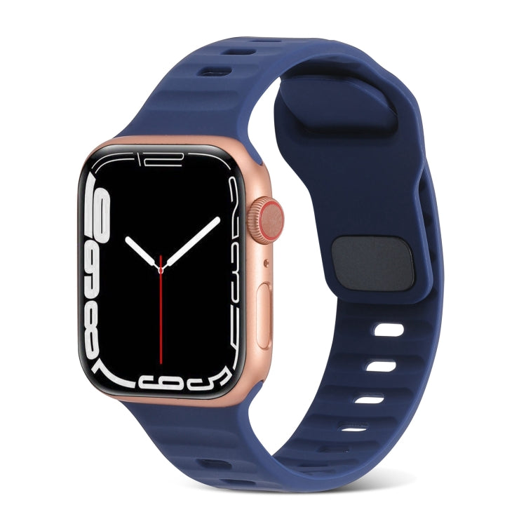 Square Buckle Stripes Silicone Watch Band, For Apple Watch Ultra 2 49mm, For Apple Watch Series 9 45mm